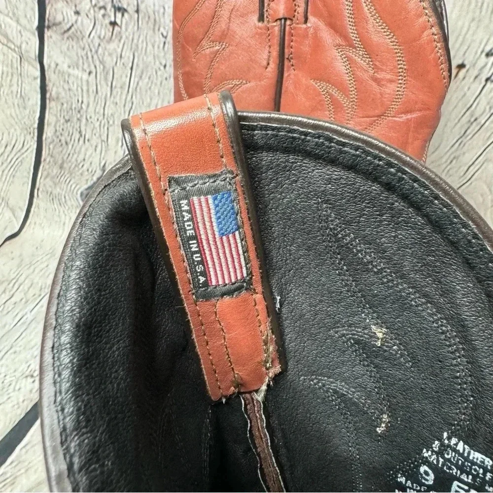 Vintage Laredo Mahogany Leather Cowboy Boots Men’s size 9 EE
